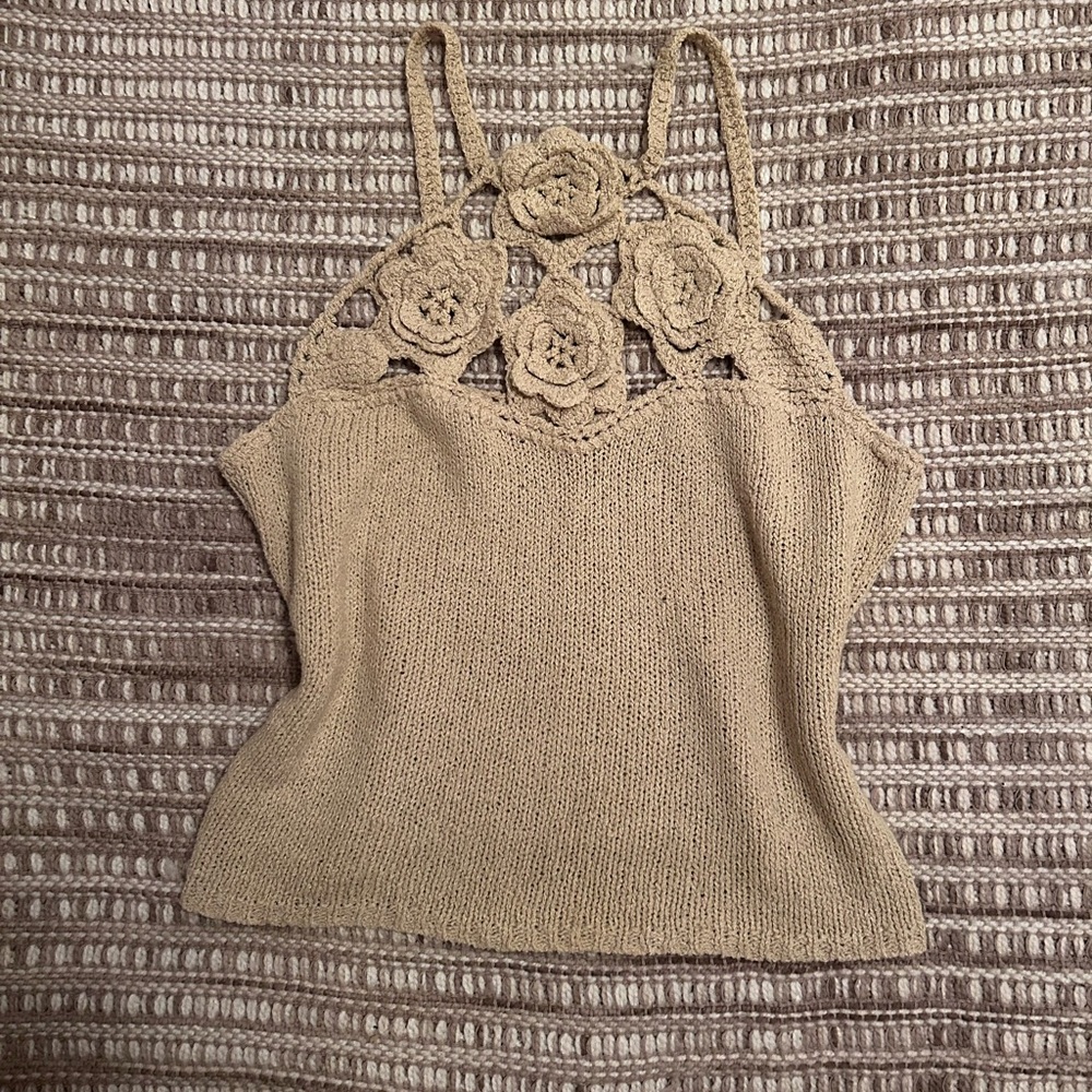 Handmade Beige Crochet Top